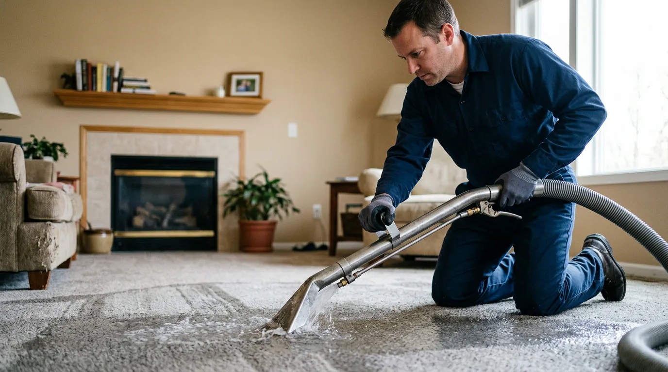 Water damage restoration technician working near Southport, CT
